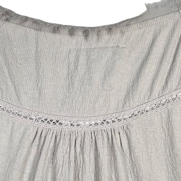 Anthropologie Meadow Rue Boho Tiered Ruffle Crochet Lace Peplum Blouse Gray S - Picture 6 of 11